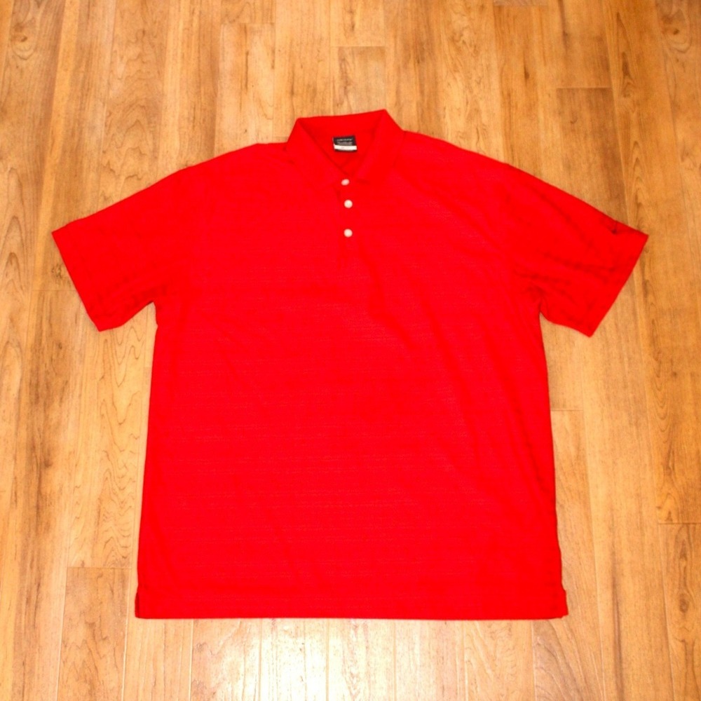 Nike Golf Polo Shirt Mens XXL Red Excellent Dri-FIT Striped Short Sleeve